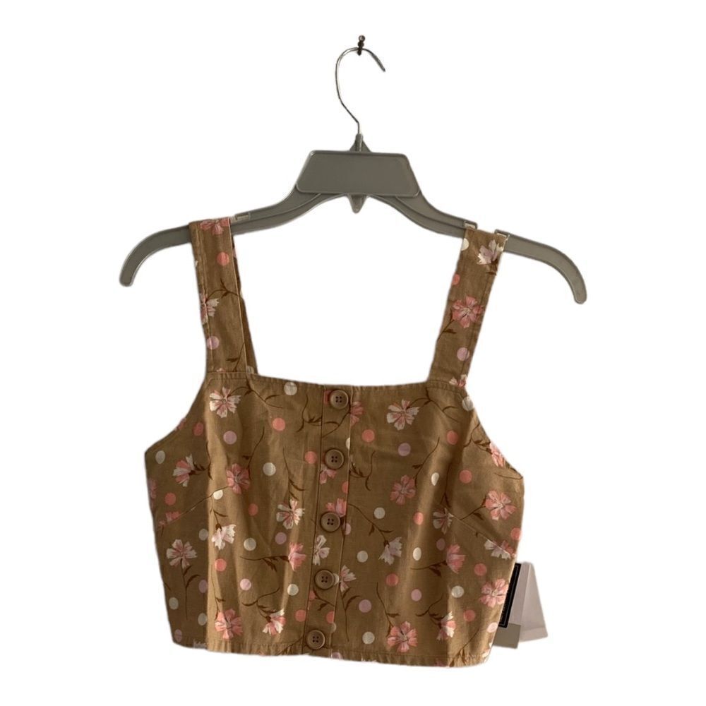 BP Sophie Floral Linen Crop Top XS Button Front Nordstrom NWT